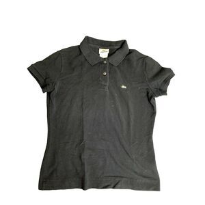 Lacoste Shirt Womens 40 (Medium) Black Preppy Alligator Preppy Golf Polo Ladies